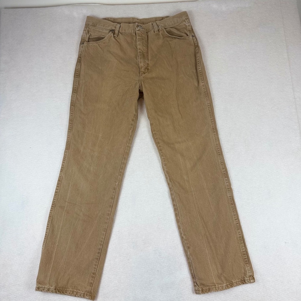 Wrangler 933SETN Cowboy Cut Tan Brown Straight Leg Jeans Mens 35x32